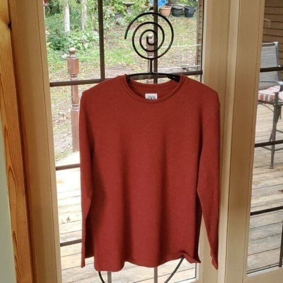 Zara Burndt Orange Fall Colored Crew Neck Sz. S LS Sweater - Picture 2 of 7